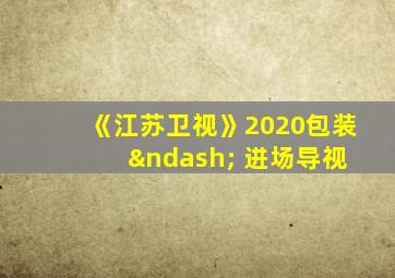 《江苏卫视》2020包装 – 进场导视